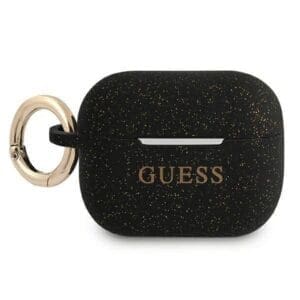 Etui za slušalke Glitter za Apple AirPods Pro 1/2, Guess, z kovinsko zaponko, črna