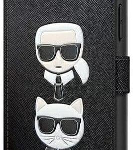 Preklopni Etui za Apple iPhone 12/12 Pro Karl Lagerfeld, Flip Saffiano, črna in bela