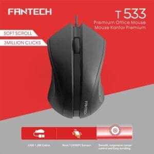 Miška T533 pisarniška, USB, Fantech, črna
