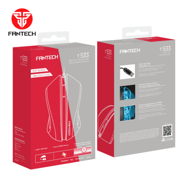 Miška T533 pisarniška, USB, Fantech, črna - slika 4