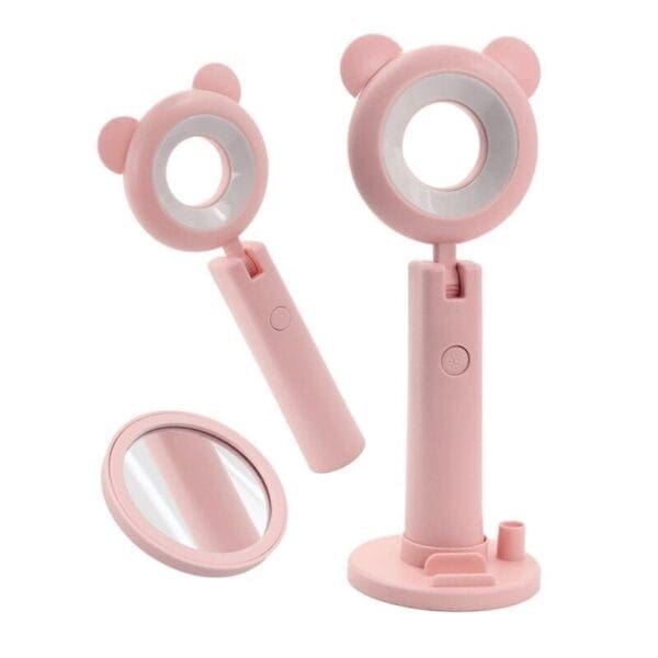 Selfie komplet K5 stojalo za telefon LED light, USB, za makeup, Teracell, namizni, pink - slika 2