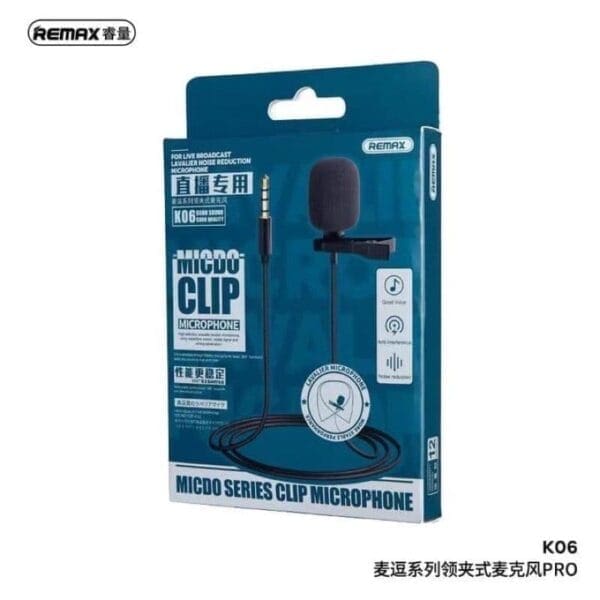 Mikrofon K06 Clip Micdo Series, 3.5mm AUX, Remax, 1.5m, črna - slika 3