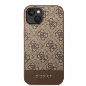 Ovitek 4G Metal Logo za Apple iPhone 14, Guess, rjava