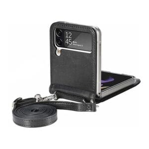 Ovitek Leather Strap za Samsung Galaxy Z Flip 3 5G, Teracell, črna