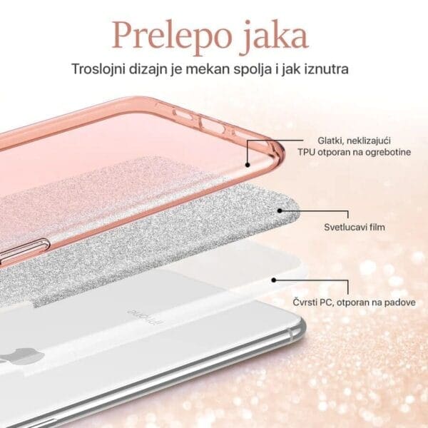 Ovitek Crystal Dust za Apple iPhone 14, Teracell, roza - slika 6