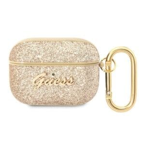 Etui za slušalke PU Glitter Flake za Apple AirPods Pro 1/2, Guess, zlata