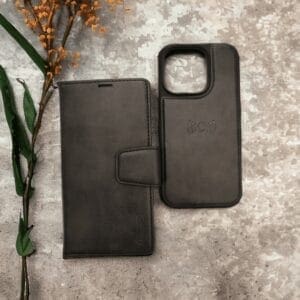 Preklopni Etui + ovitek za Apple iPhone 14 Pro Hanman, Canvas 2v1, črna