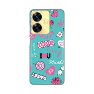Ovitek, Print za Realme C55 My Print Cover Love, turkizna in roza