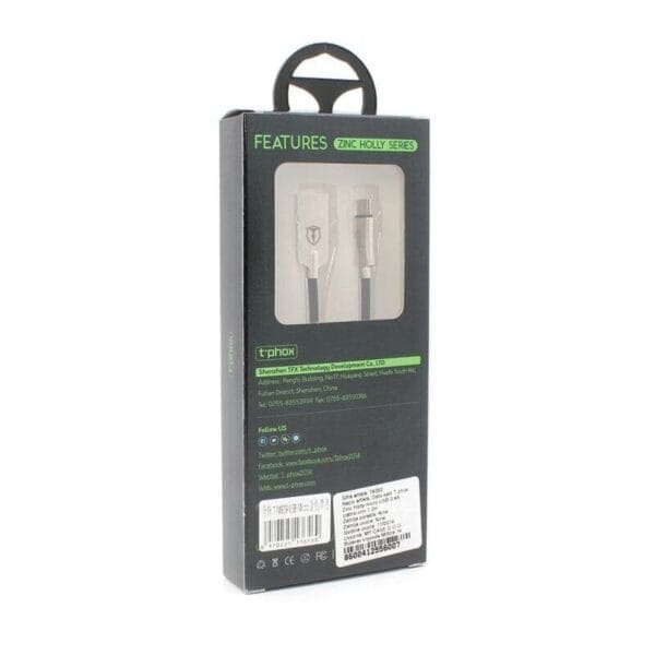 Podatkovni in polnilni kabel Zinc Holly, micro USB, T-phox, 1.2m, zlata - slika 2