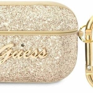 Etui za slušalke Glitter Flakes za Apple Airpods 3, Guess, z kovinsko zaponko, zlata