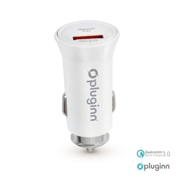 Avto polnilec PI-21S, PD, QC 3.0, Pluginn, bela