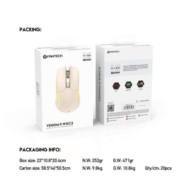 Miška WGC2 Venom II, Wireless, Fantech, bež - slika 10