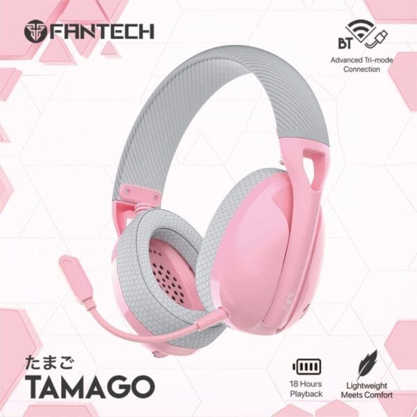 Naglavne slušalke brezžične WHG01 Tamago, Bluetooth, Sakura, Fantech, roza
