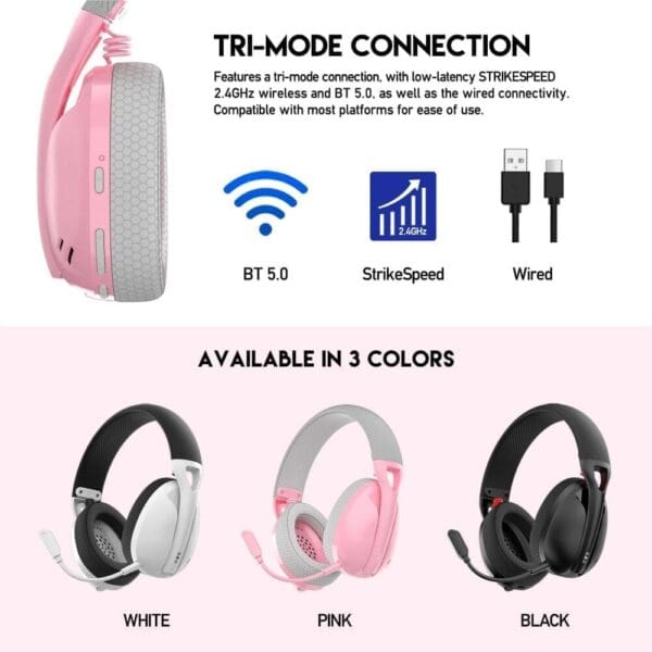 Naglavne slušalke brezžične WHG01 Tamago, Bluetooth, Sakura, Fantech, roza - slika 7