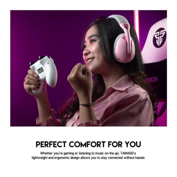 Naglavne slušalke brezžične WHG01 Tamago, Bluetooth, Sakura, Fantech, roza - slika 10