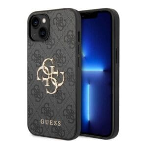 Ovitek Bk Pu leather 4G Metal Logo za Apple iPhone 15, Guess, siva