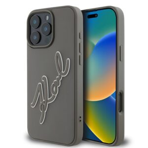 Ovitek 3D rubber signature za Apple iPhone 16 Pro Max 6.9, Karl Lagerfeld, siva