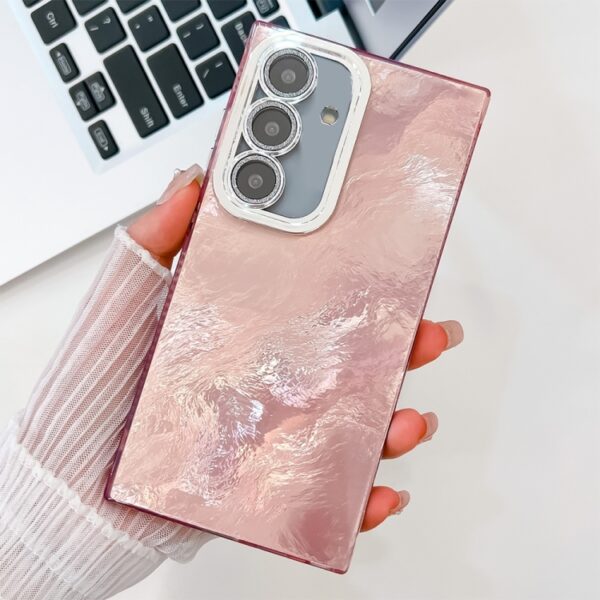 Ovitek Plating Glitter Texture TPU Phone Case with Lens Film za Samsung Galaxy S25 Plus S936B, Mobella, pink