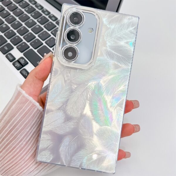Ovitek Plating Glitter Texture TPU Phone Case with Lens Film za Samsung Galaxy S25 Plus S936B, Mobella, bela