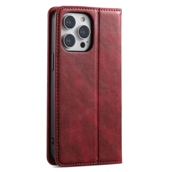Preklopni Etui za Apple iPhone 14 Pro Suteni, Oil Wax Wallet, rdeča - slika 3