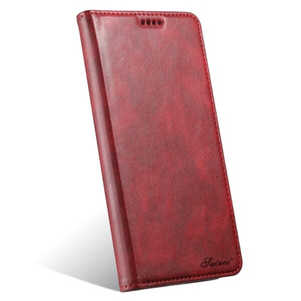Preklopni Etui za Apple iPhone 14 Pro Suteni, Oil Wax Wallet, rdeča - slika 2
