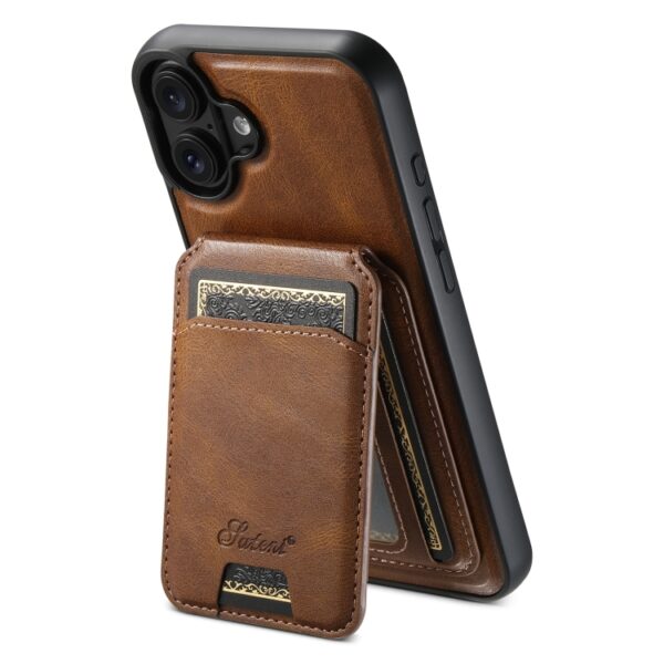 Ovitek MagSafe H15 Oil Eax Leather Detachable Wallet Back za Apple iPhone 16 6.1, Suteni, rjava