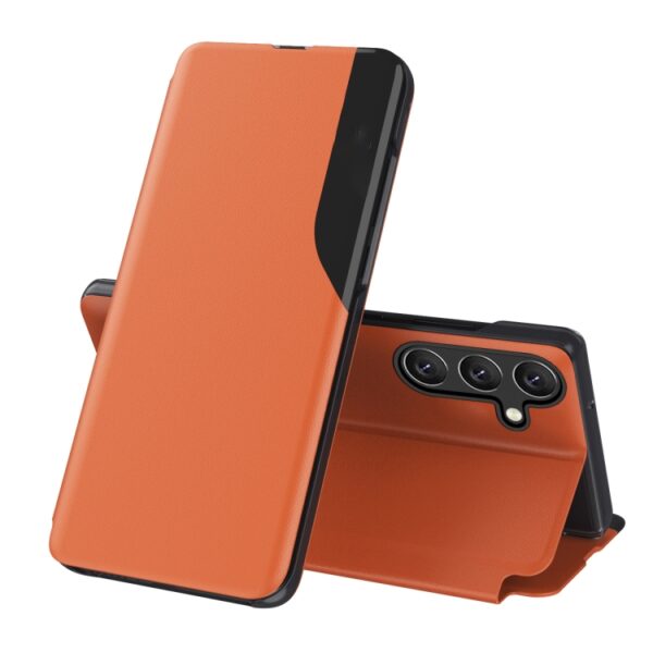 Preklopni Etui za Samsung Galaxy S25 Urbanzo, Attraction Flip Leather, oranžna