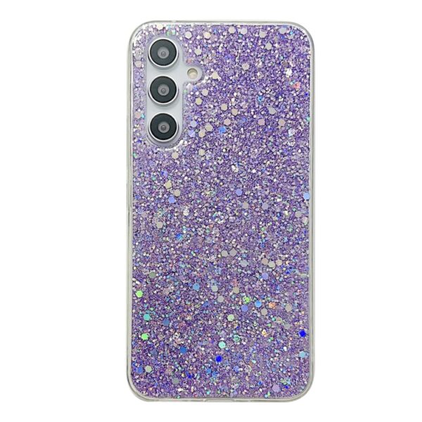 Ovitek Glitter Sequins Epoxy TPU za Samsung Galaxy S24, Galaxy S25, Mobella, vijolična
