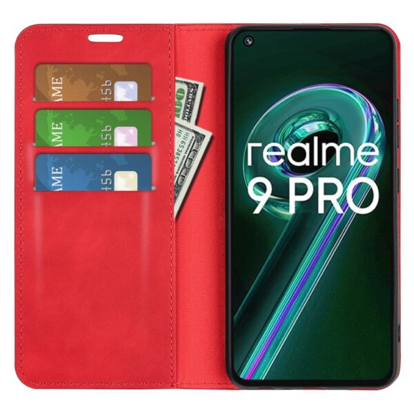 Preklopni Etui za Realme 9 Pro Urbanzo, Retro-skin Suction Leather, rdeča - slika 5