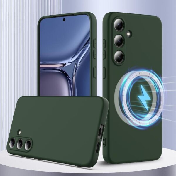 Ovitek Magsafe Shockproof Silicone za Samsung Galaxy S24, Galaxy S25, Urbanzo, zelena