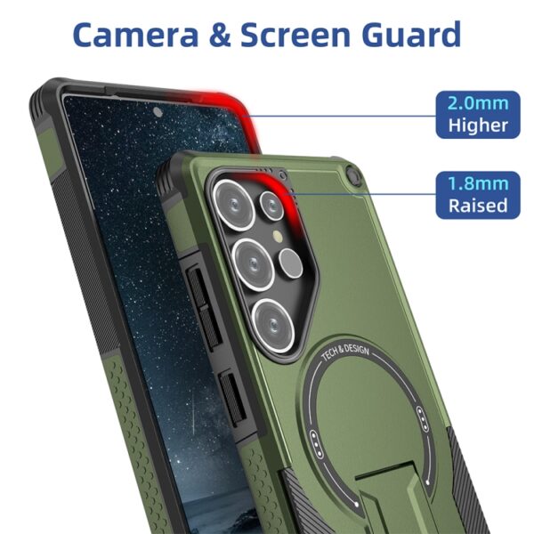 Ovitek MagSafe Armor Holder za Samsung Galaxy S24 Ultra SM-S928B, Urbanzo, zelena - slika 4