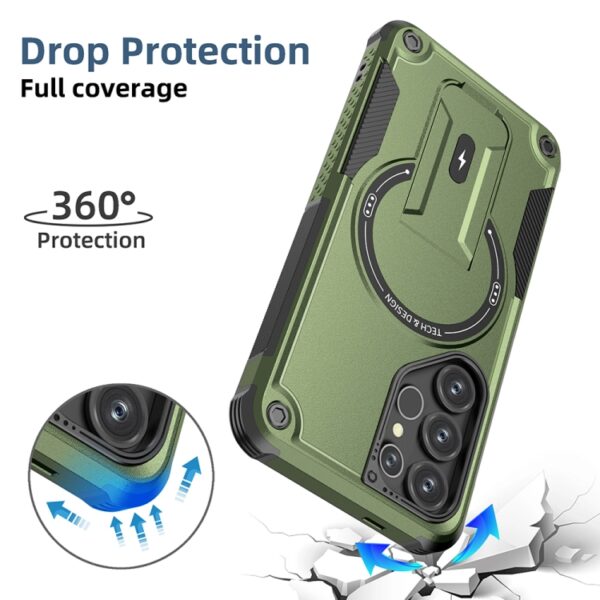 Ovitek MagSafe Armor Holder za Samsung Galaxy S24 Ultra SM-S928B, Urbanzo, zelena - slika 3