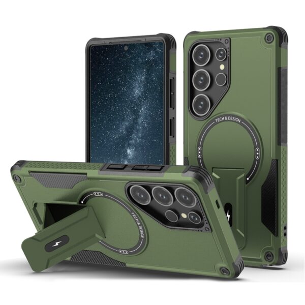 Ovitek MagSafe Armor Holder za Samsung Galaxy S24 Ultra SM-S928B, Urbanzo, zelena