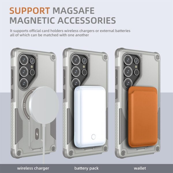 Ovitek MagSafe Armor Holder za Samsung Galaxy S24 Ultra SM-S928B, Urbanzo, siva - slika 5