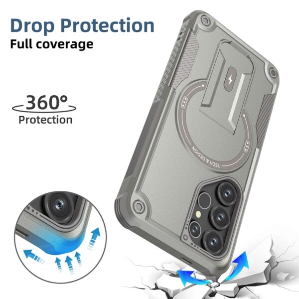 Ovitek MagSafe Armor Holder za Samsung Galaxy S24 Ultra SM-S928B, Urbanzo, siva - slika 3