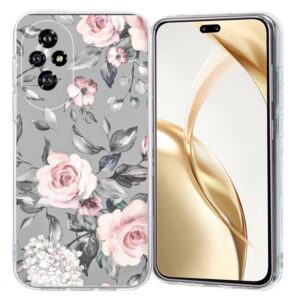 Ovitek Colorful Painting Pattern TPU Flowers On Grey za Honor 200 Pro, Mobella, siva