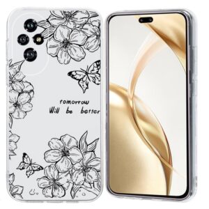 Ovitek Colorful Painting Pattern TPU Butterfly Flower za Honor 200 Pro, Mobella, bela