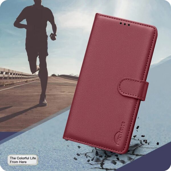 Preklopni Etui za Samsung Galaxy S25 Ultra Urbanzo, Litchi RFID Anti-theft Leather, rdeča - slika 6