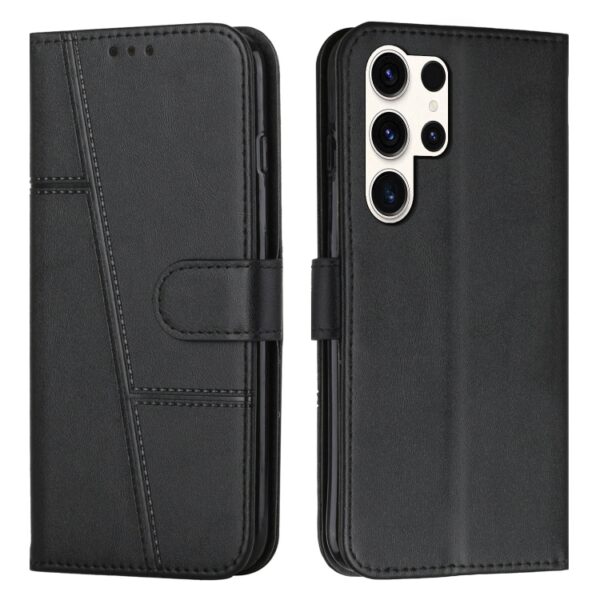 Preklopni Etui za Samsung Galaxy S25 Ultra Urbanzo, Stitching Calf Buckle Leather, črna