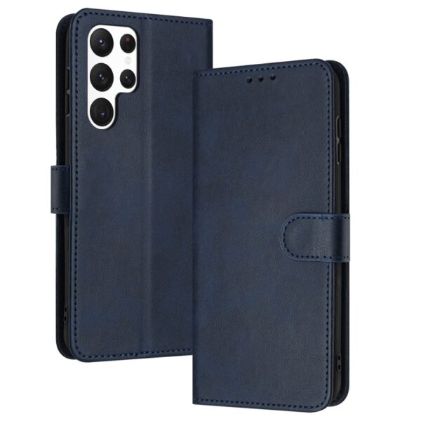 Preklopni Etui za Samsung Galaxy S25 Ultra Urbanzo, Solid Calf Flip Leather, temno modra - slika 2