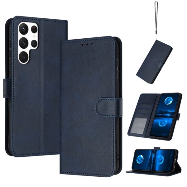 Preklopni Etui za Samsung Galaxy S25 Ultra Urbanzo, Solid Calf Flip Leather, temno modra