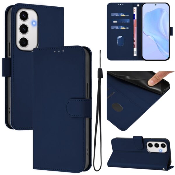Preklopni Etui za Samsung Galaxy S24 FE Urbanzo, Skin Feel Solid Color Leather, modra