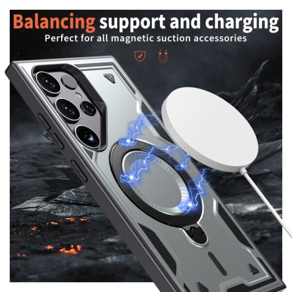 Ovitek Magsafe PC TPU Armor Ring za Samsung Galaxy S24 Ultra SM-S928B, Urbanzo, siva - slika 3