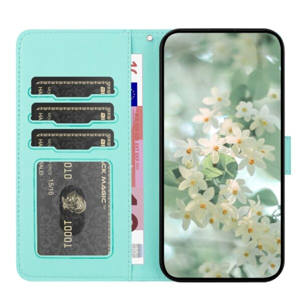 Preklopni Etui za Apple iPhone 16e Mobella, Floral Embossed, zelena - slika 3