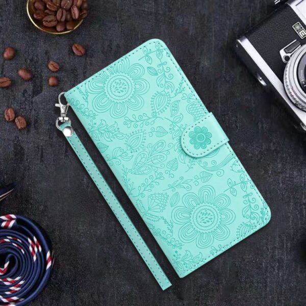 Preklopni Etui za Apple iPhone 16e Mobella, Floral Embossed, zelena - slika 2