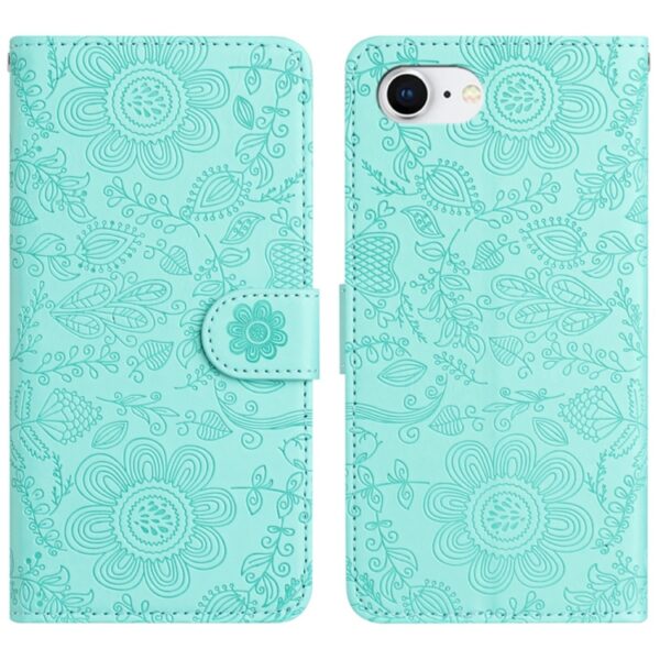 Preklopni Etui za Apple iPhone 16e Mobella, Floral Embossed, zelena