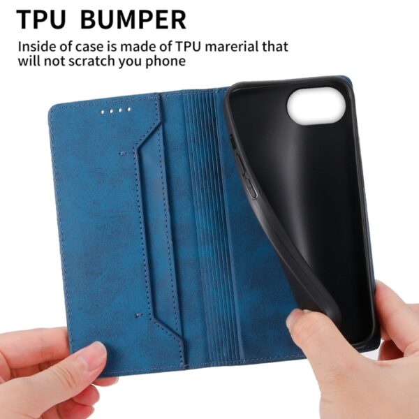 Preklopni Etui za Apple iPhone 16e Urbanzo, Business Solid Color Magnetic RFID, modra - slika 5