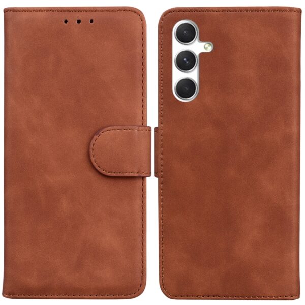 Preklopni Etui za Samsung Galaxy S25 Plus Urbanzo, Skin Feel Pure Color Leather, rjava