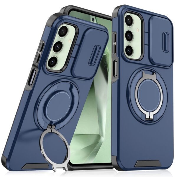 Ovitek Sliding Camshield Ring za Samsung Galaxy S24 FE SM-S721B, Urbanzo, modra