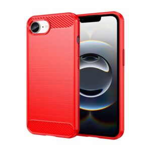 Ovitek Brushed Texture Carbon Fiber za Apple iPhone 16e, Urbanzo, rdeča